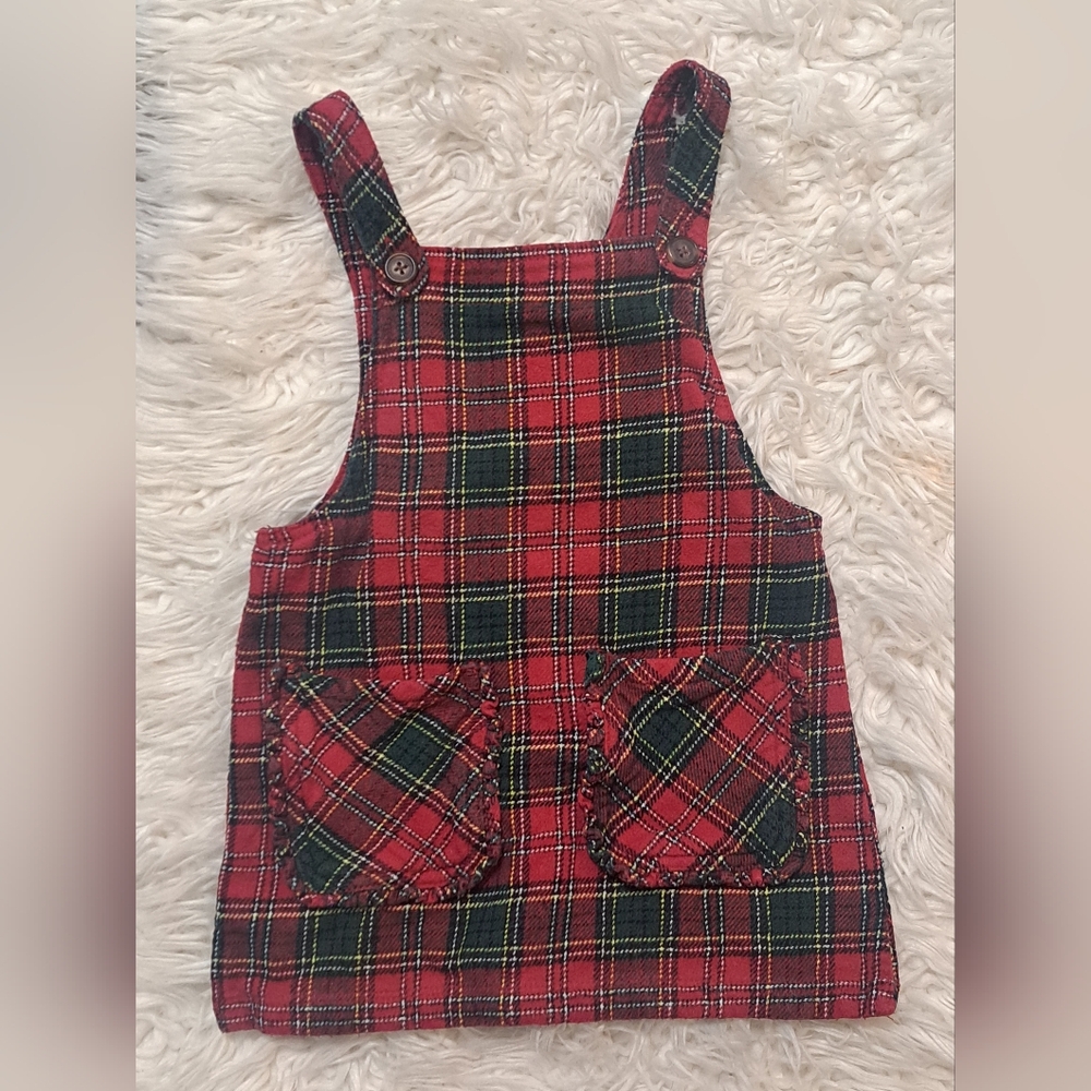 Brand New Joe Fresh Red Plaid Pinafore Dress